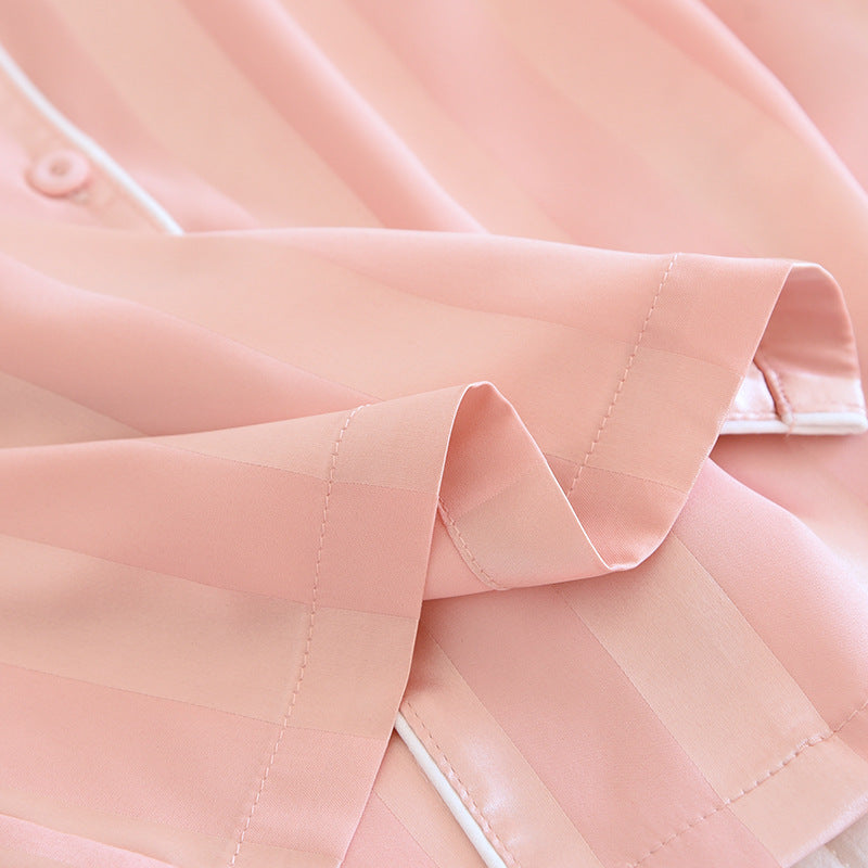 Men's Long Sleeve Silk Pajamas Ice Silk Home Wear Thin Suit