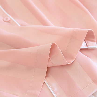 Men's Long Sleeve Silk Pajamas Ice Silk Home Wear Thin Suit