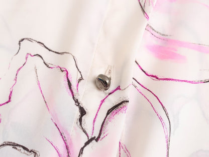 Women's Fashionable Printed Silk Satin Textured Shirt