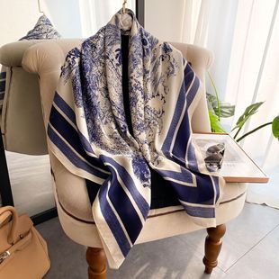 Monogram Satin Faux Silk Shawl Scarf