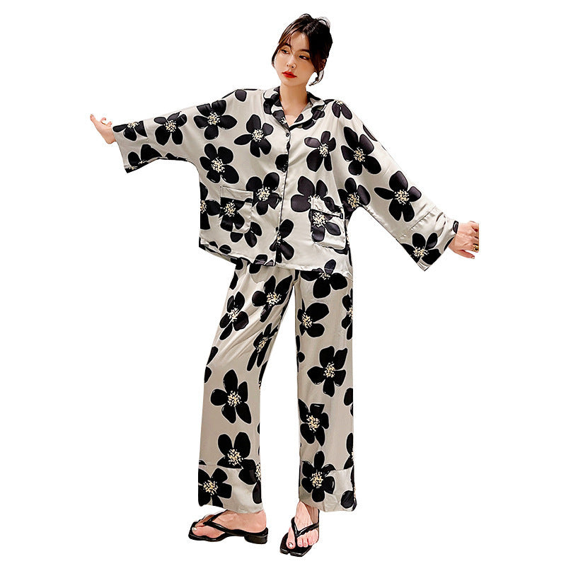Ice Silk Pajamas Ninth Sleeve Trousers Thin Home Wear