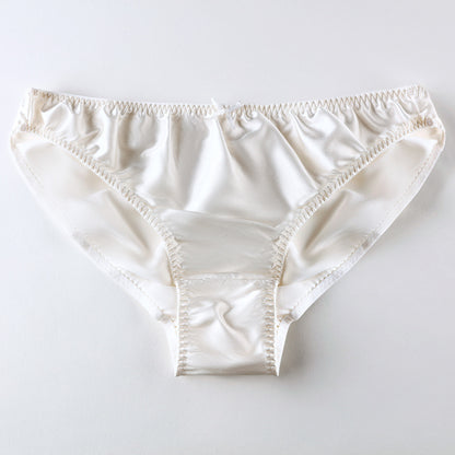 Women's Simple Small Bowknot Solid Color Silk Briefs