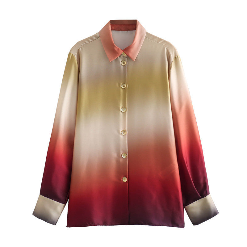 Tie-dyed Shirt Silk Satin Skirt