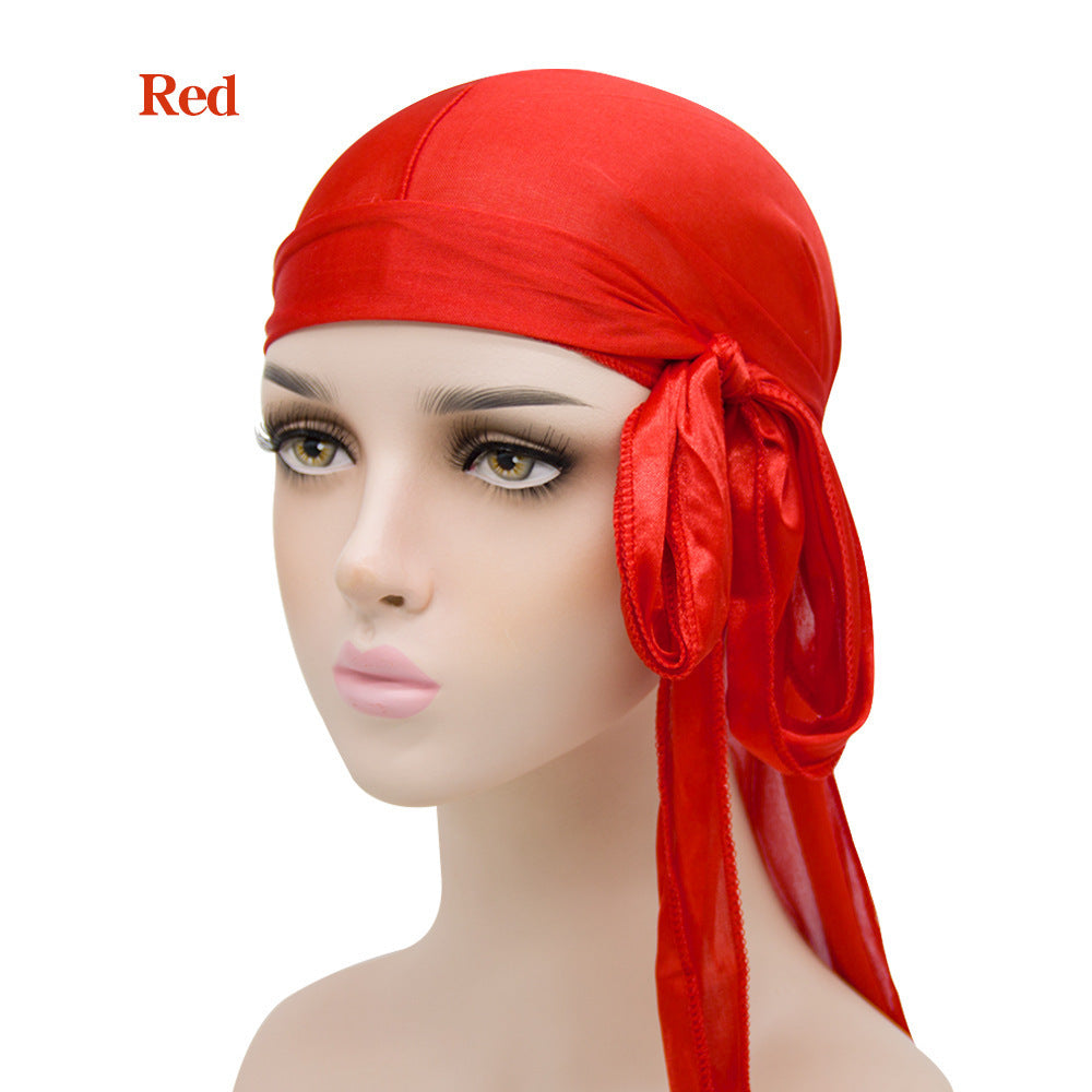 Silk Long Tail Turban Hat Silk Pirate Hat