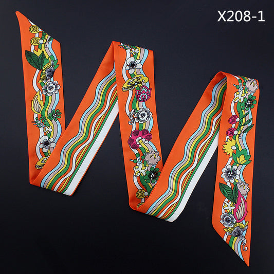 Women's French Flower Wave Imitated Silk Scarves