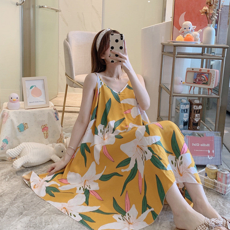 Pajamas Sweet Thin Cotton Silk Skirt