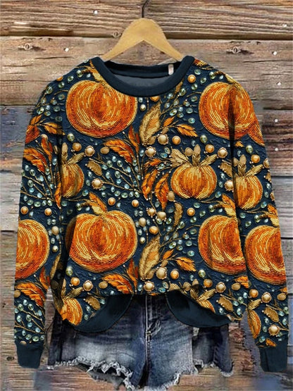 PumpkinCharm Digital Print Sweater
