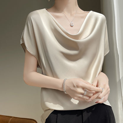 Women's Spring And Summer Silk Satin Short Sleeve