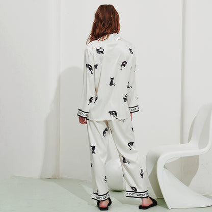 Women's Fashion Thread Ice Silk Pajamas Homewear Suit