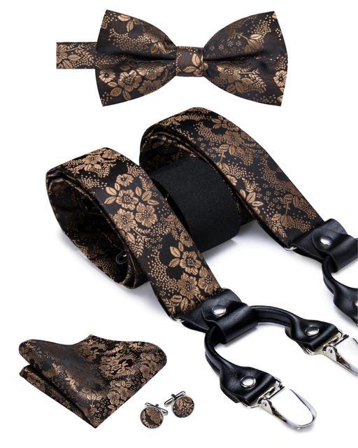 Luxury Silk Men's Sling Leather Metal 6-clip Bra