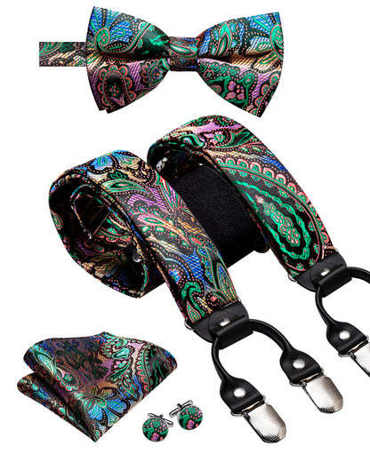 Luxury Silk Men's Sling Leather Metal 6-clip Bra