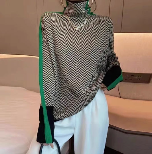 CozyLoom Plaid Jacquard Turtleneck