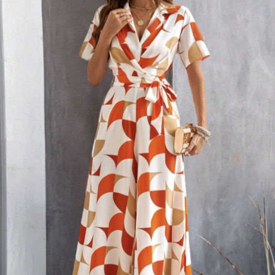 GeoChic Lace-Up Jumpsuit