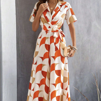 GeoChic Lace-Up Jumpsuit