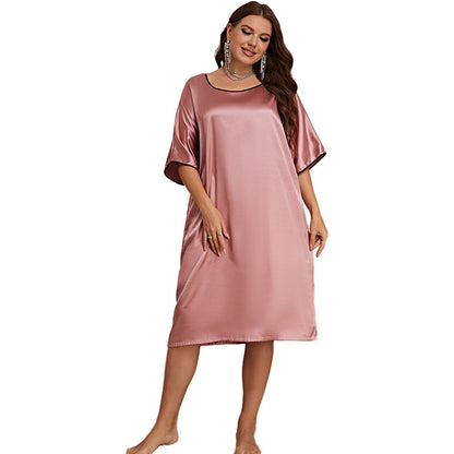 Round Neck Dress Sexy Nightdress Women's Ice Silk