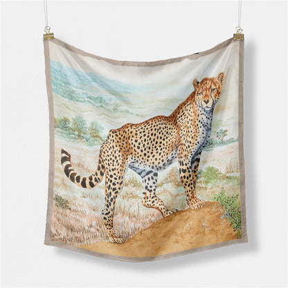 Fashion Simple Print Twill Versatile Temperament Silk Scarf