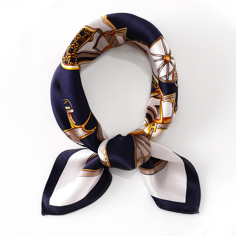 Silk Scarf Women's Spring And Summer New Fashion Professional All-match Printing Satin Silk Small Square Scarf Soft Scarf