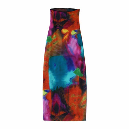 Women's Bandeau Slim-fit Slimming Printed Silk Net Dress