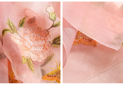 Silk scarf with wild embroidery in spring
