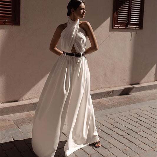 Satin Mirage Halter Jumpsuit