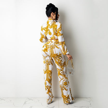 Sports And Leisure Milk Silk Printing Two-Piece Suit