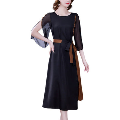 Silk Dress Color Matching Retro Temperament