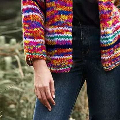 StripeHaven Wool Knit Cardigan Jacket