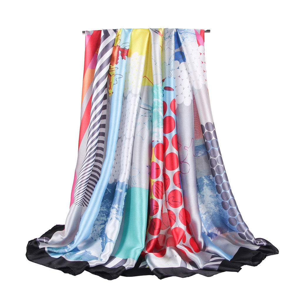 Silk satin zebra dot pattern ladies scarf