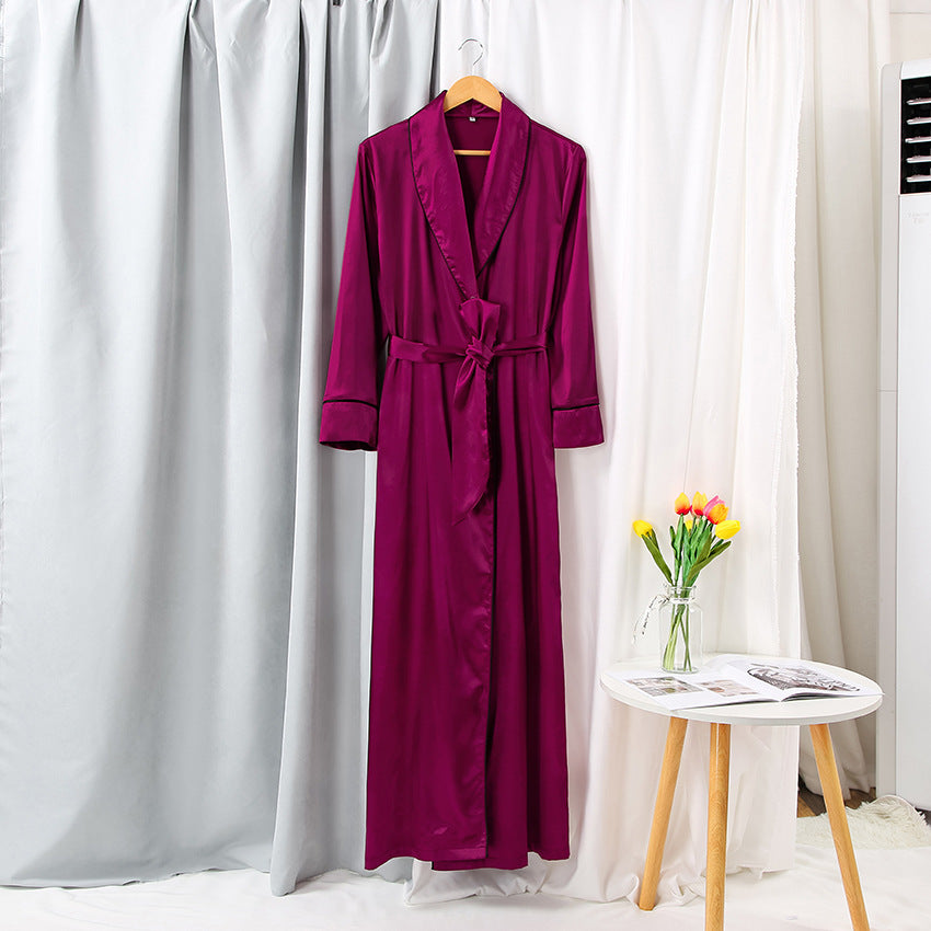 Pajamas Women's Red Simulation Silk Belt