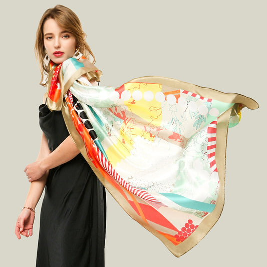 Silk satin zebra dot pattern ladies scarf