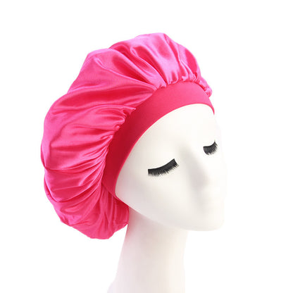 Faux Silk Dome Night Hat With Wide Brim Headband