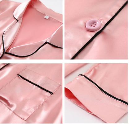 Pajamas Women's Long-sleeved Ice Silk Seven-piece Thin Shorts Suit Silk Home Service