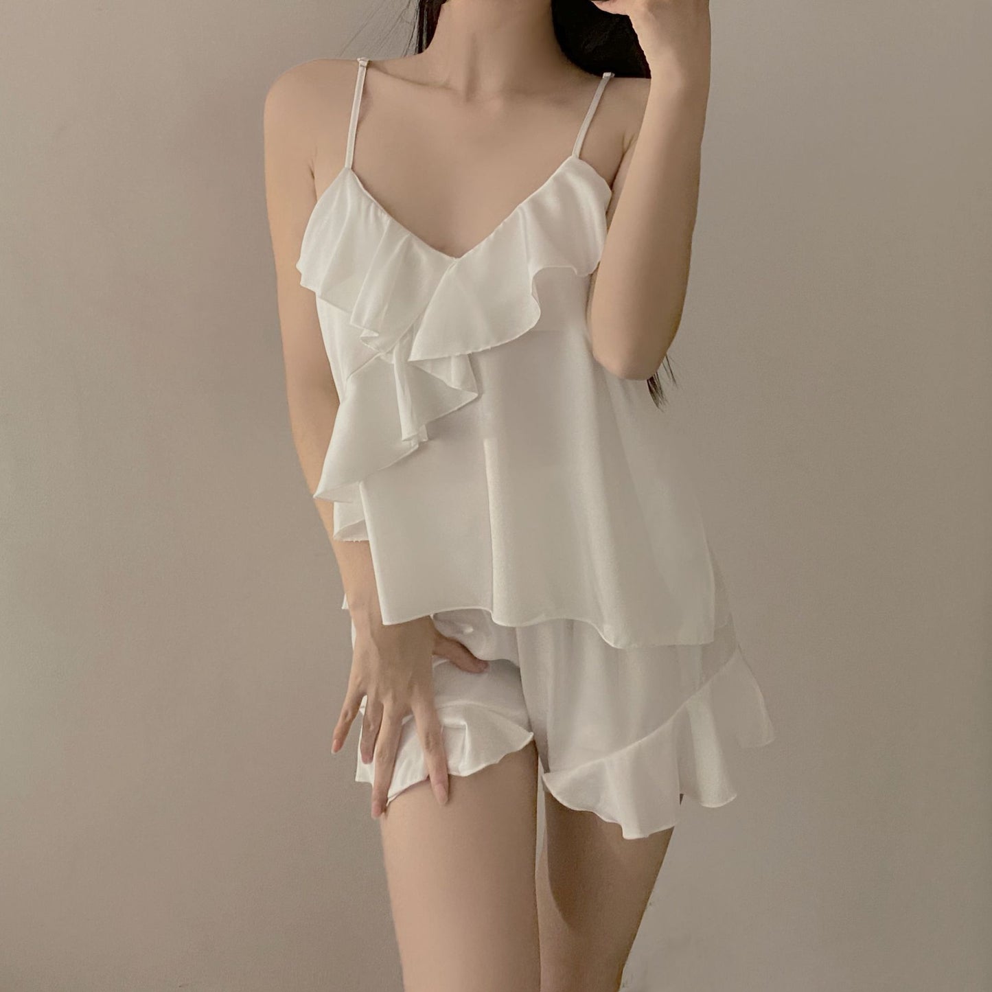 Ice Silk Women's Suspender Shorts Pajamas