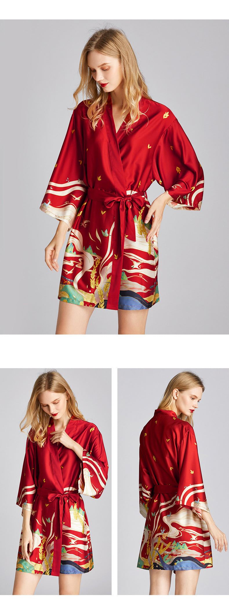 Silk Nightgown Plus Size Printed Loose Homewear