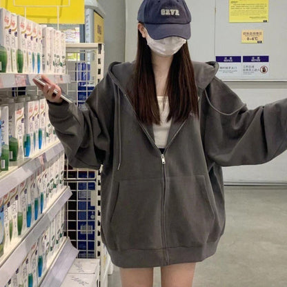 Breezora Hooded Print Sweater Coat