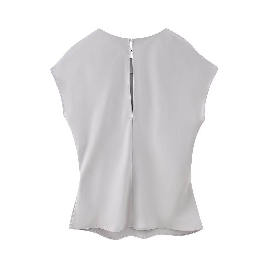 Women's Silk Satin Top Bow Tie Midi Dress