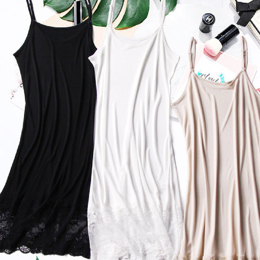 Summer Silk Slip Dress Black