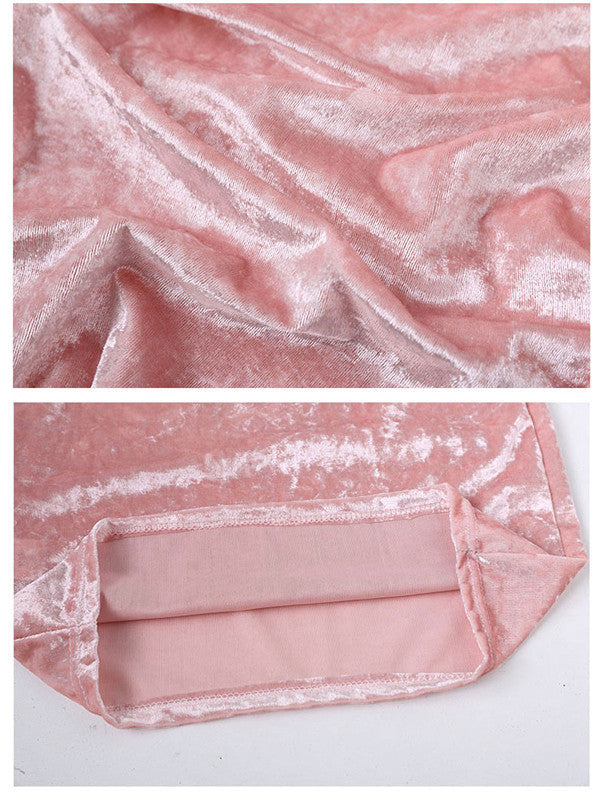 USA SIZE Sexy cross bandage bag hip gold silk velvet dress dress mini pencil skirt
