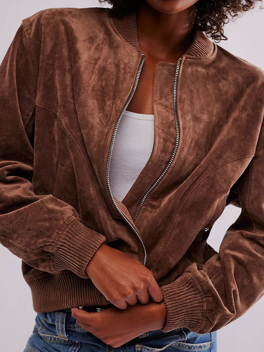 UrbanEase Suede Zip Jacket