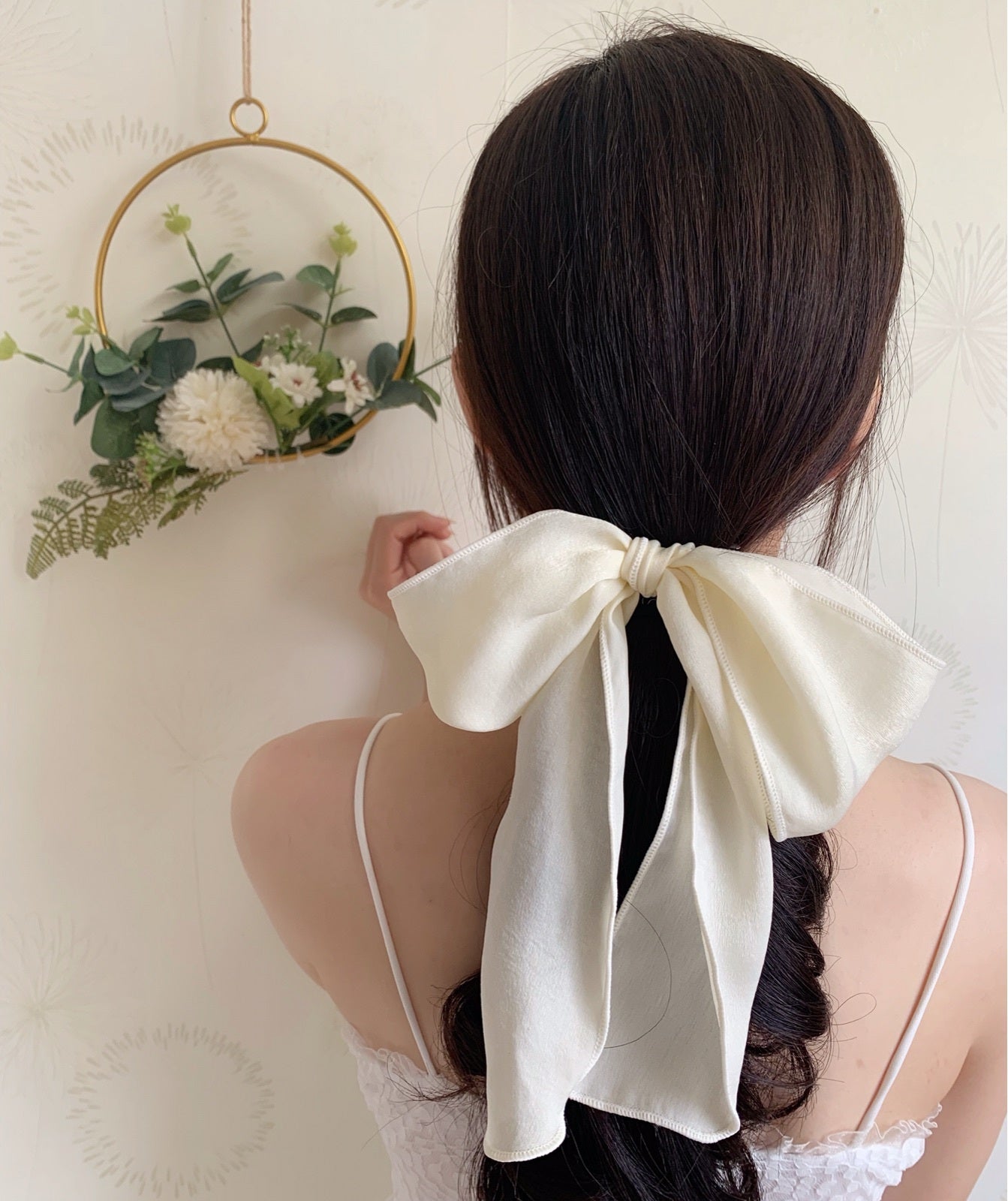 Silk satin oversized bow hair tie