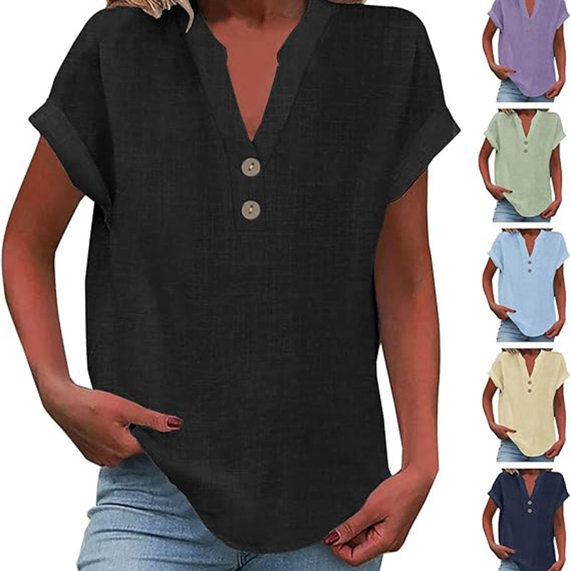 Serenelle V-Button Blouse