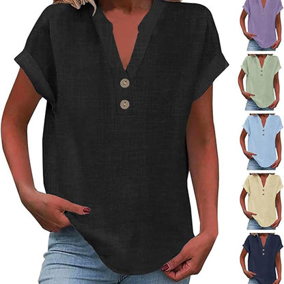Serenelle V-Button Blouse