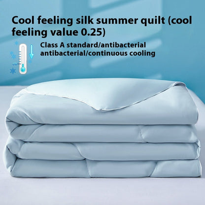 Pure Color Cool Silk Summer Blanket Airable Cover Single Double Summer Ice Cream Ice Silk Summer Quilt Machine Washable Thin Duvet
