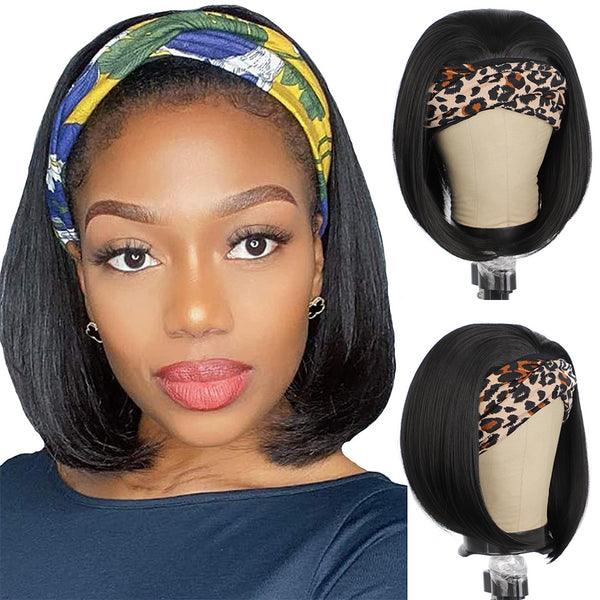 Short Ice Silk Hair Band Heat Resistant Headband Wig