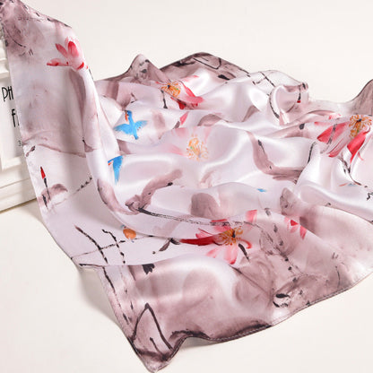Silk Women's Square Scarf Exquisite Design Pattern Printing