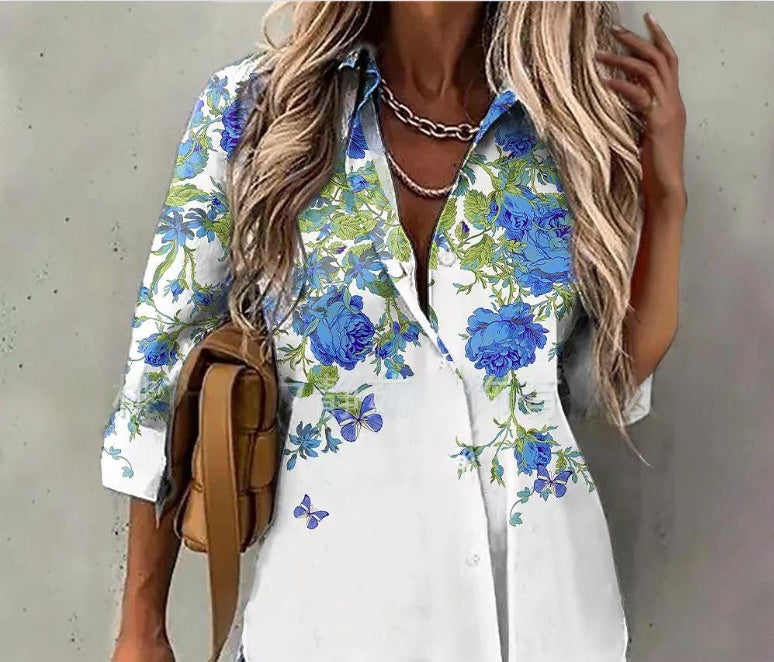 Florévana Print Collar Shirt