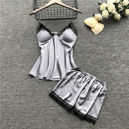 Silk pajama four piece set
