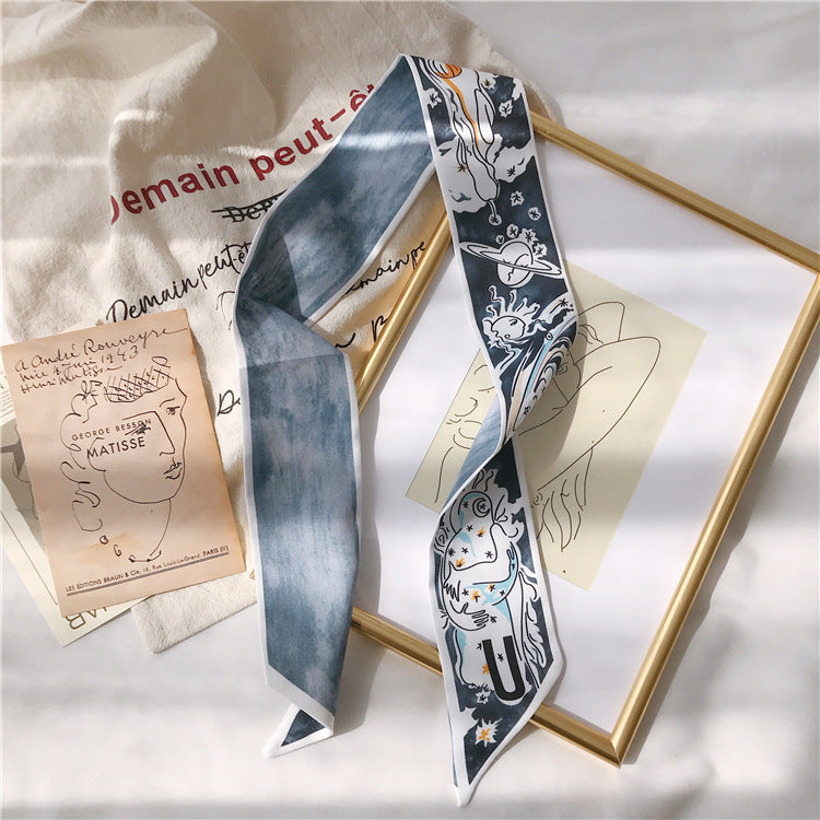 Handle Small Silk Scarf Headband Ribbon Scarf