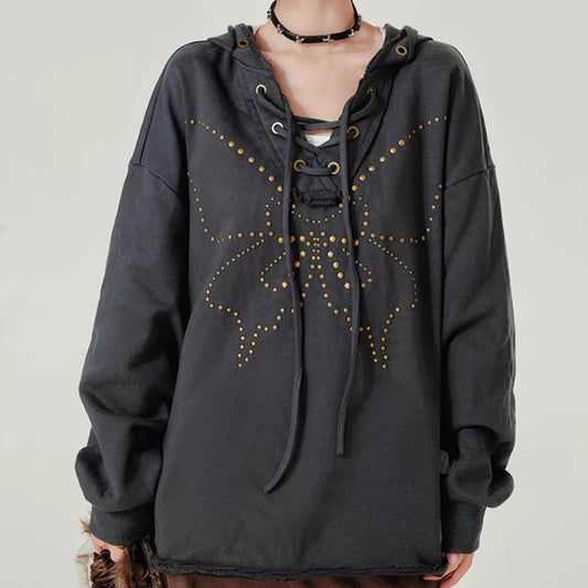 VintaLace Rivet Hooded Sweater