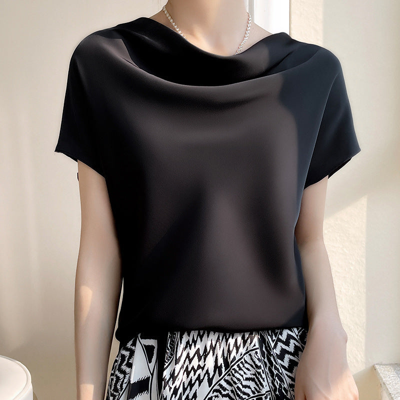 Women's Spring And Summer Silk Satin Short Sleeve